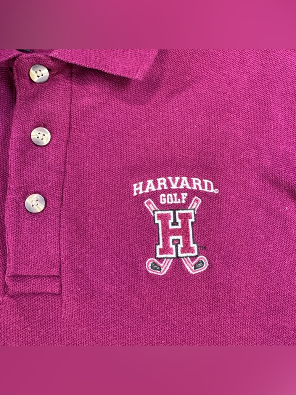 Vintage Y2K Harvard Golf Pique Polo Men XL Maroon Embroidered H Logo Club Colors - Picture 4 of 7